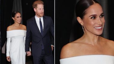 Meghan Markle Stuns in White Off-Shoulder Custom Louis Vuitton Dress at Ripple of Hope Award Gala 2022 (View Pics)